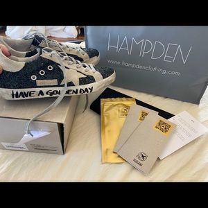 Golden Goose blck glitter superstar sneakers sz 37